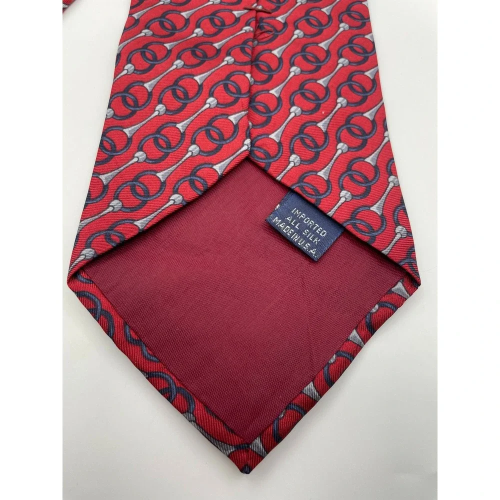 Bauman's Little Rock Red Silk Equestrian Horsebit Tie First Commercial Bank USA